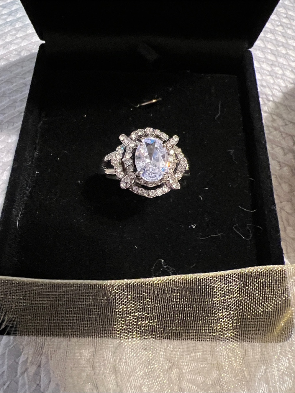 Silver-Tone Clear Crystal Halo Ring - Women's Jewelry